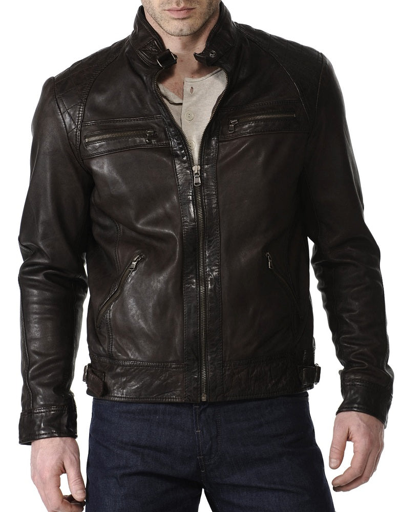Men Lambskin Genuine Leather Jacket MJ 71 freeshipping - SkinOutfit