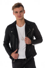 Men Genuine Leather Jacket MJ 72 freeshipping - SkinOutfit