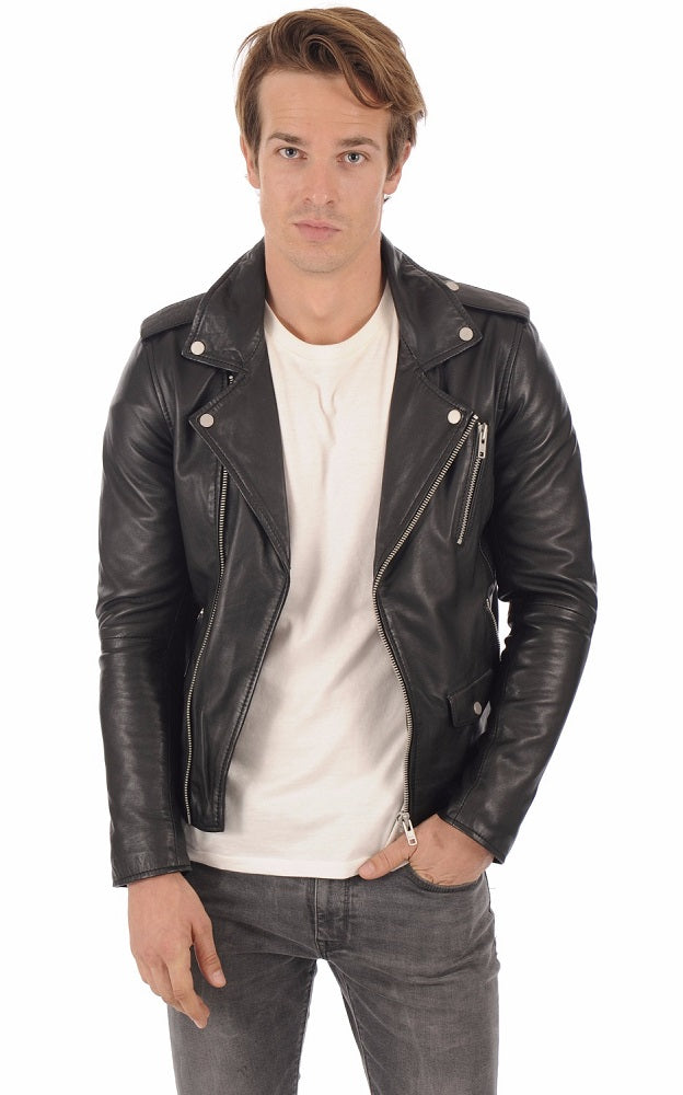 Men Genuine Leather Jacket MJ 73 freeshipping - SkinOutfit