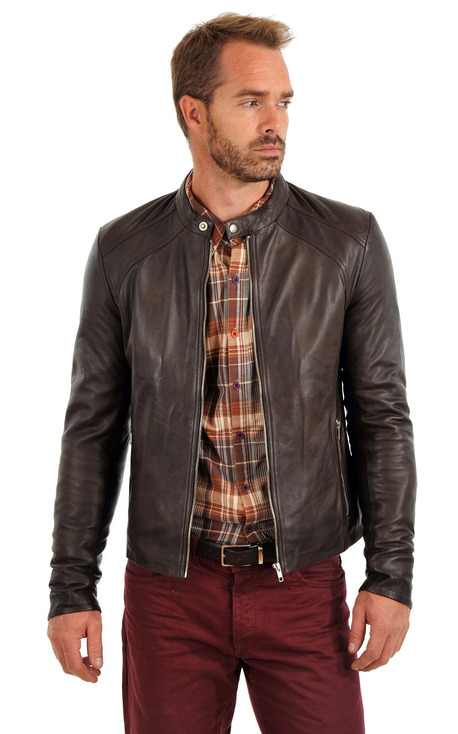 Men Genuine Leather Jacket MJ 77 SkinOutfit