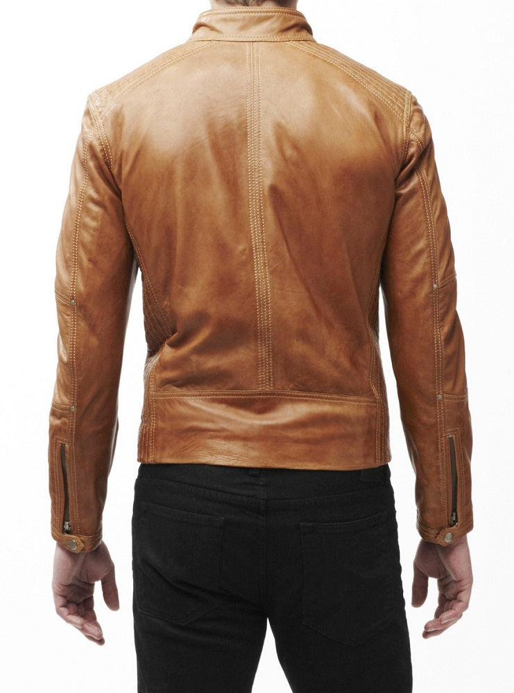 Men Lambskin Genuine Leather Jacket MJ 77 freeshipping - SkinOutfit