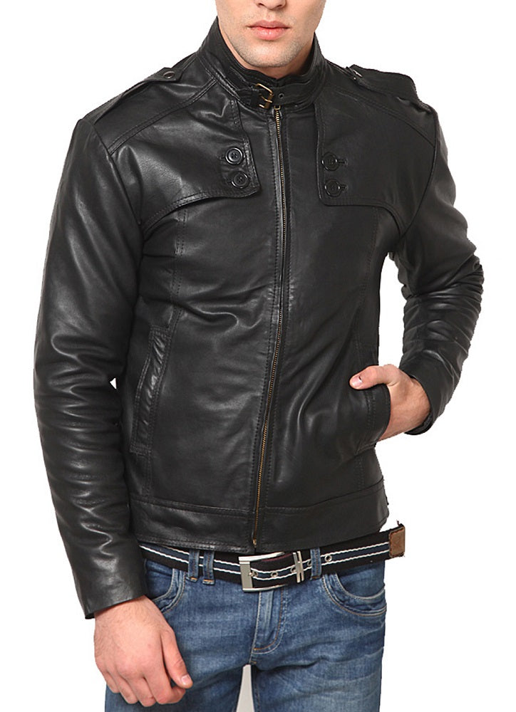 Men Lambskin Genuine Leather Jacket MJ 78 freeshipping - SkinOutfit