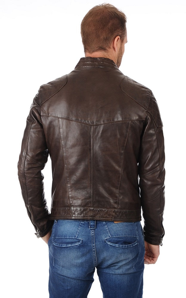 Men Genuine Leather Jacket MJ 79 freeshipping - SkinOutfit