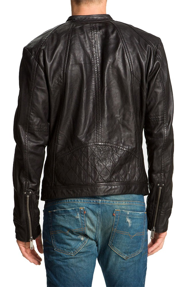 Men Lambskin Genuine Leather Jacket MJ 80 freeshipping - SkinOutfit
