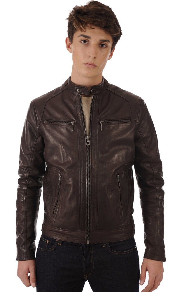 Men Genuine Leather Jacket MJ 81 freeshipping - SkinOutfit
