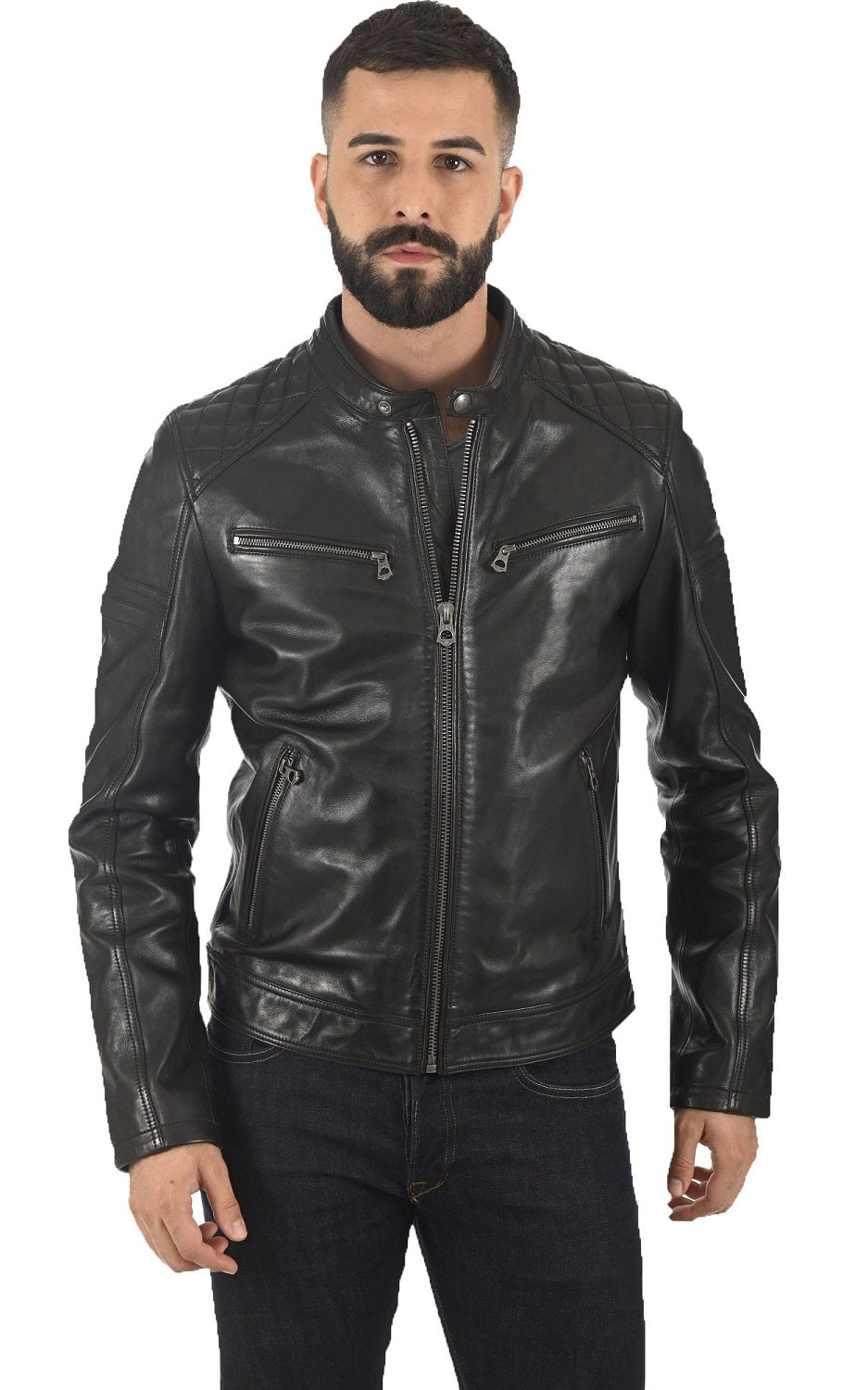 Men Genuine Leather Jacket MJ 83 SkinOutfit
