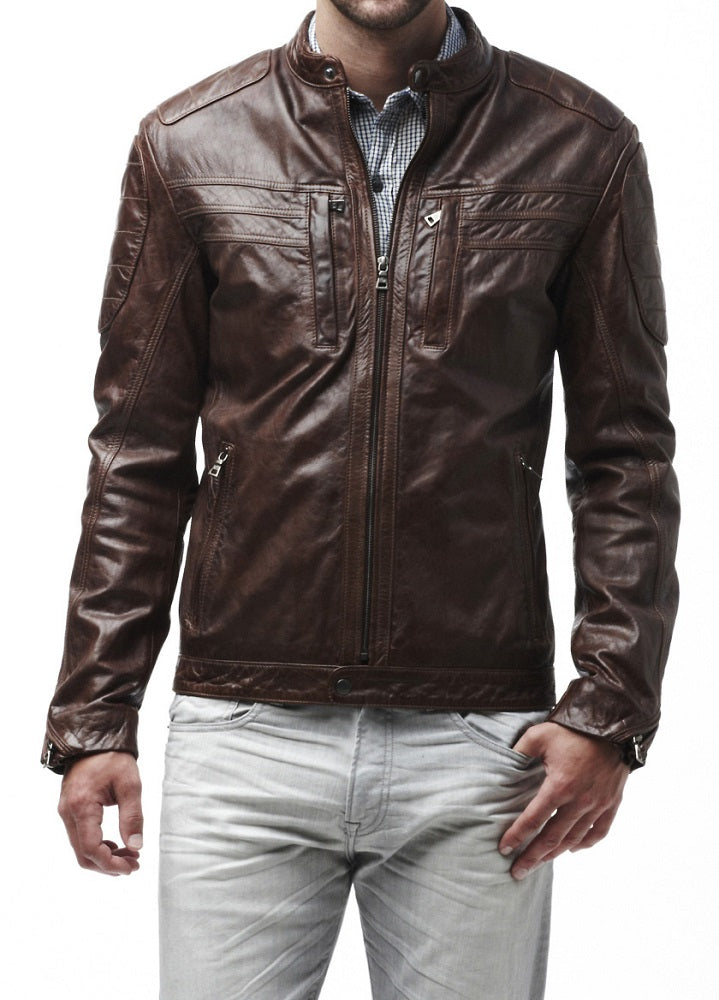 Men Lambskin Genuine Leather Jacket MJ 83 freeshipping - SkinOutfit