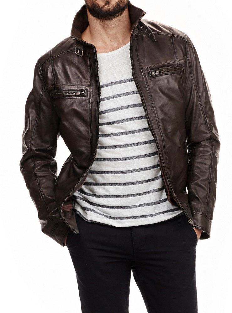 Men Lambskin Genuine Leather Jacket MJ 84 freeshipping - SkinOutfit