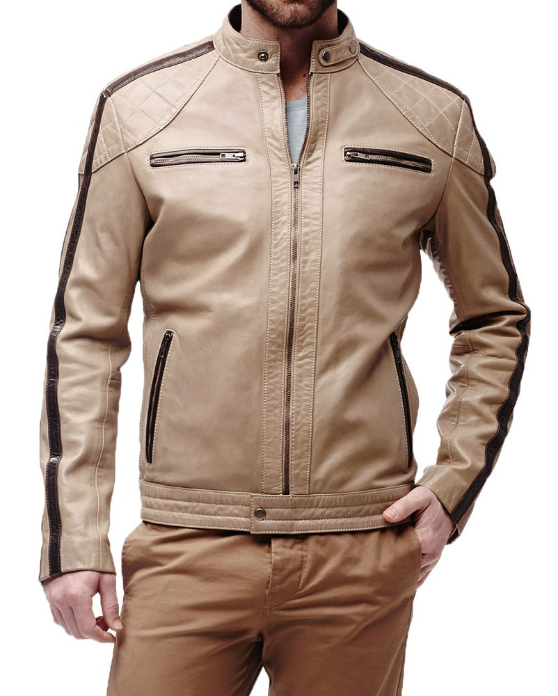 Men Lambskin Genuine Leather Jacket MJ 85 freeshipping - SkinOutfit