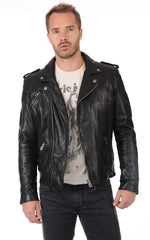 Men Genuine Leather Jacket MJ 85 freeshipping - SkinOutfit