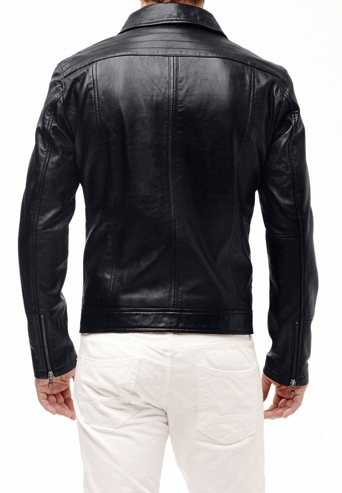 Men Lambskin Genuine Leather Jacket MJ 86 freeshipping - SkinOutfit