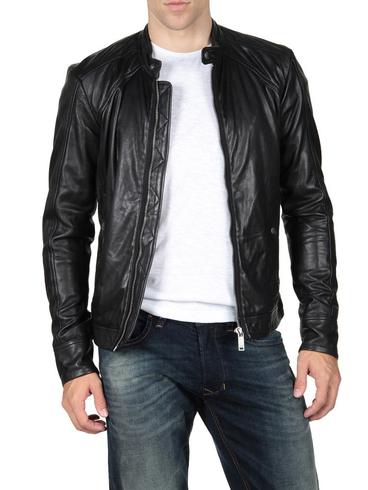Men Lambskin Genuine Leather Jacket MJ 88 freeshipping - SkinOutfit