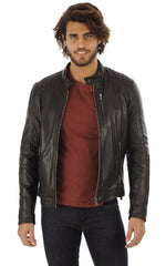 Men Genuine Leather Jacket MJ 89 freeshipping - SkinOutfit