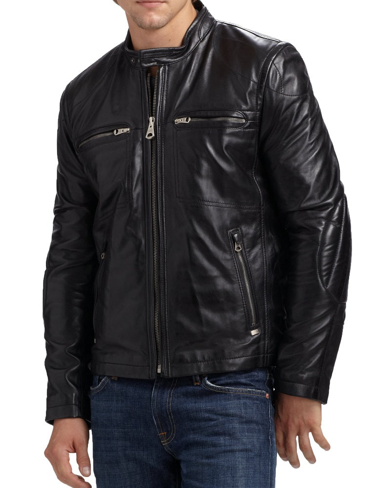 Men Lambskin Genuine Leather Jacket MJ 93 freeshipping - SkinOutfit