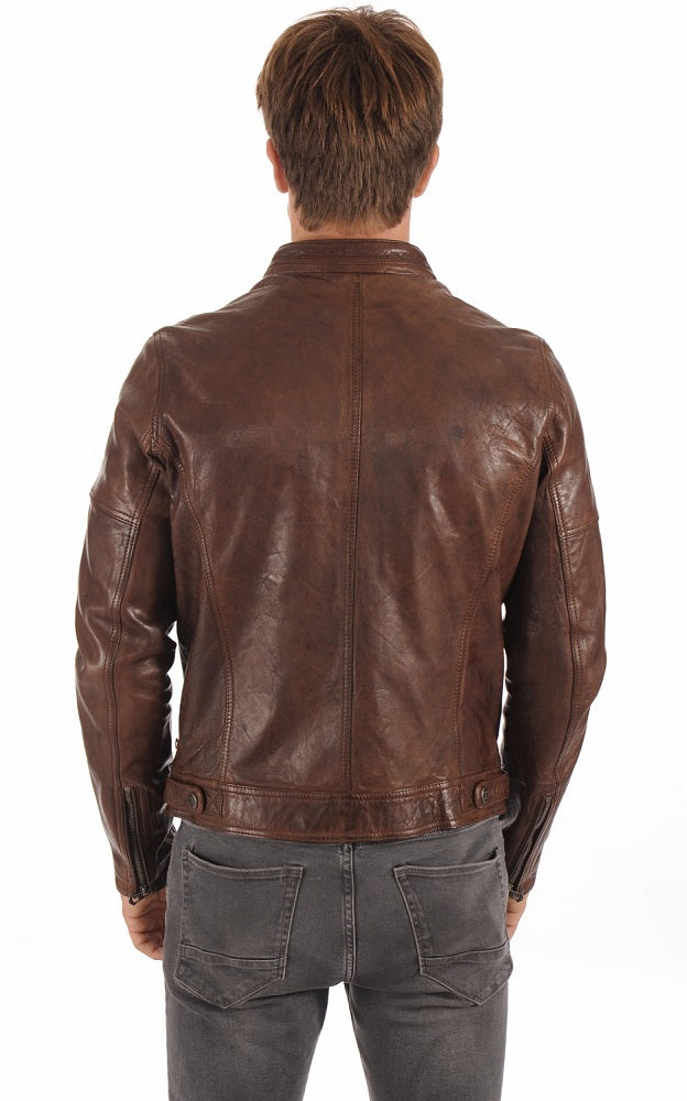 Men Genuine Leather Jacket MJ 93 freeshipping - SkinOutfit
