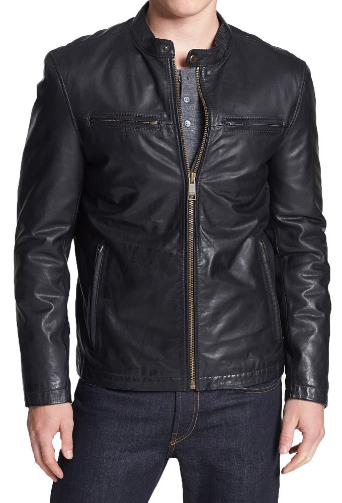 Men Lambskin Genuine Leather Jacket MJ 95 freeshipping - SkinOutfit