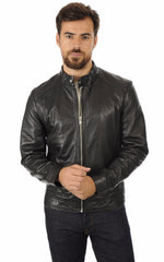 Men Genuine Leather Jacket MJ 95 freeshipping - SkinOutfit