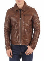 Men Lambskin Genuine Leather Jacket MJ 96 freeshipping - SkinOutfit