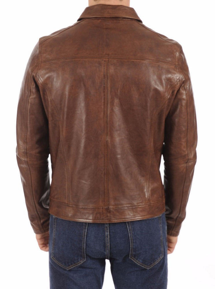 Men Lambskin Genuine Leather Jacket MJ 96 freeshipping - SkinOutfit