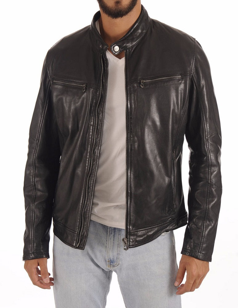 Men Lambskin Genuine Leather Jacket MJ 97 freeshipping - SkinOutfit