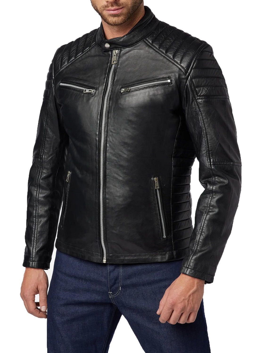 Men Lambskin Genuine Leather Jacket MJ 99 SkinOutfit