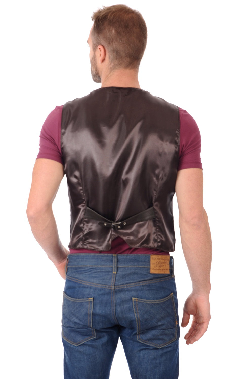Men Genuine Leather Waistcoat 03 SkinOutfit