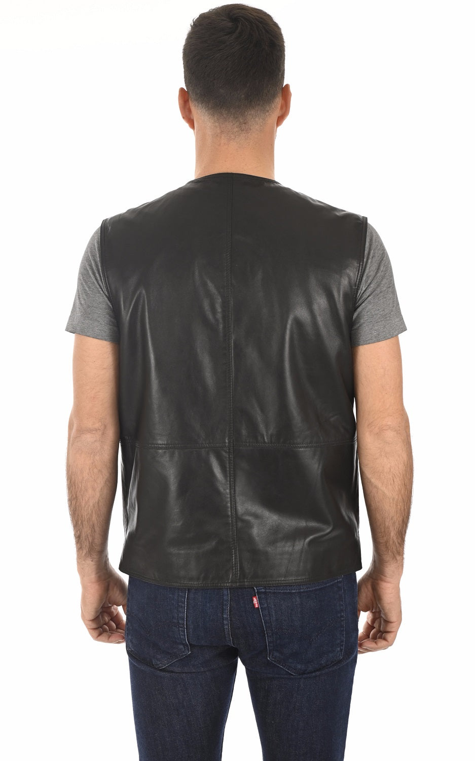 Men Genuine Leather Waistcoat 04 SkinOutfit