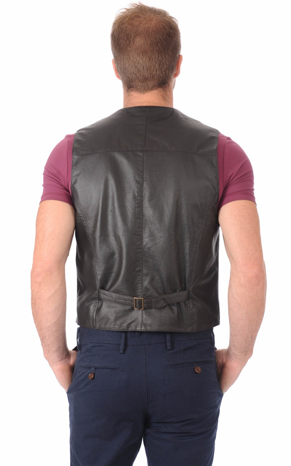 Men Genuine Leather Waistcoat 05 SkinOutfit
