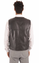 Men Genuine Leather Waistcoat 08 SkinOutfit
