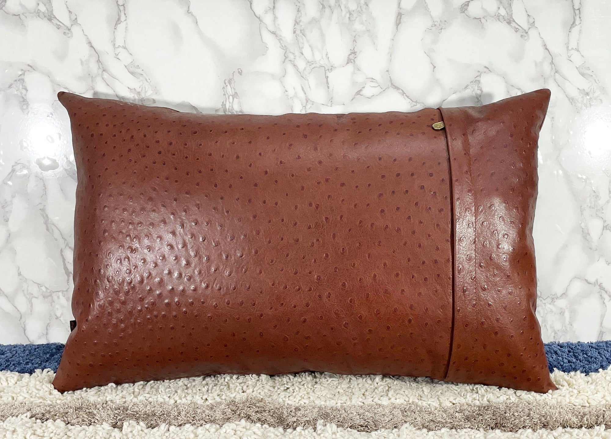 Genuine Leather Rectangle Pillow Cover 04 SkinOutfit