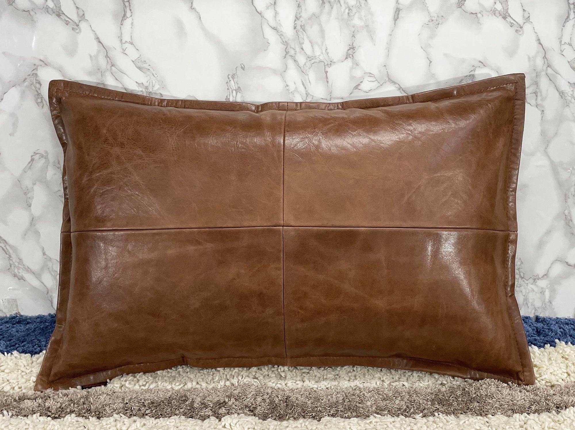 Genuine Leather Rectangle Pillow Cover 22 SkinOutfit