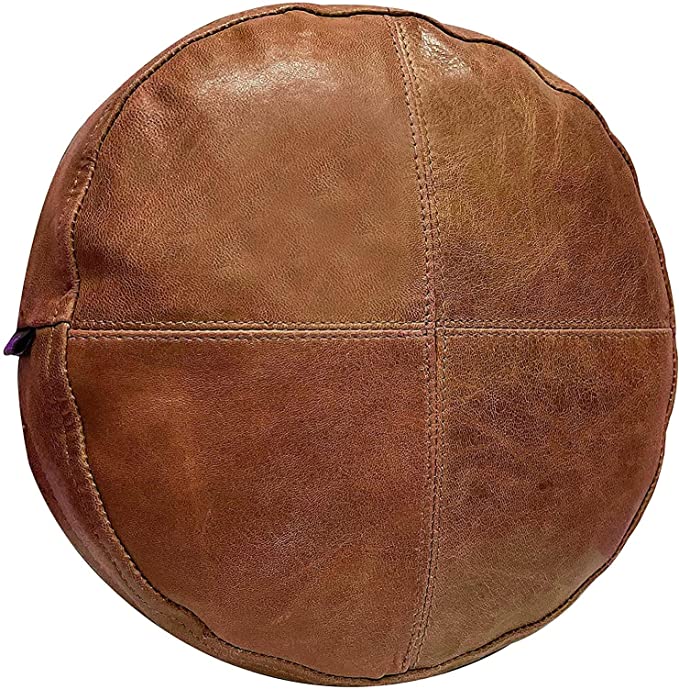 Genuine Leather Round Pillow Cover 02 SkinOutfit
