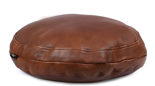 Genuine Leather Round Pillow Cover 06 SkinOutfit