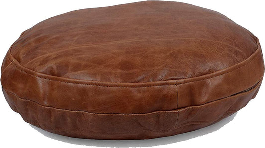 Genuine Leather Round Pillow Cover 09 SkinOutfit