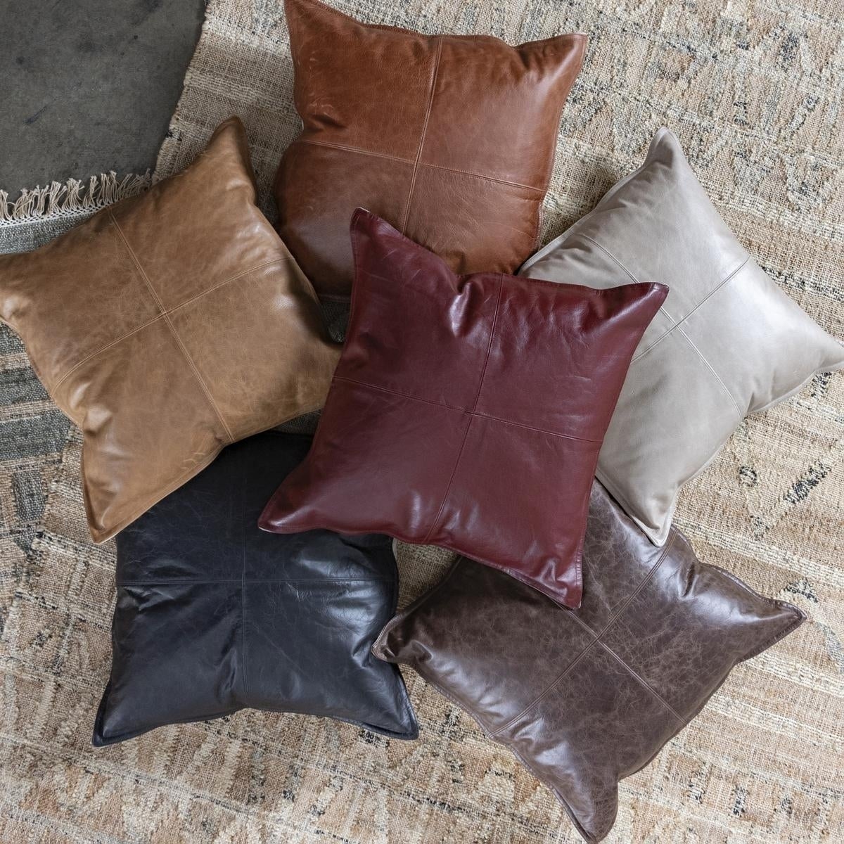 Genuine Leather Square Pillow Cover 04 SkinOutfit