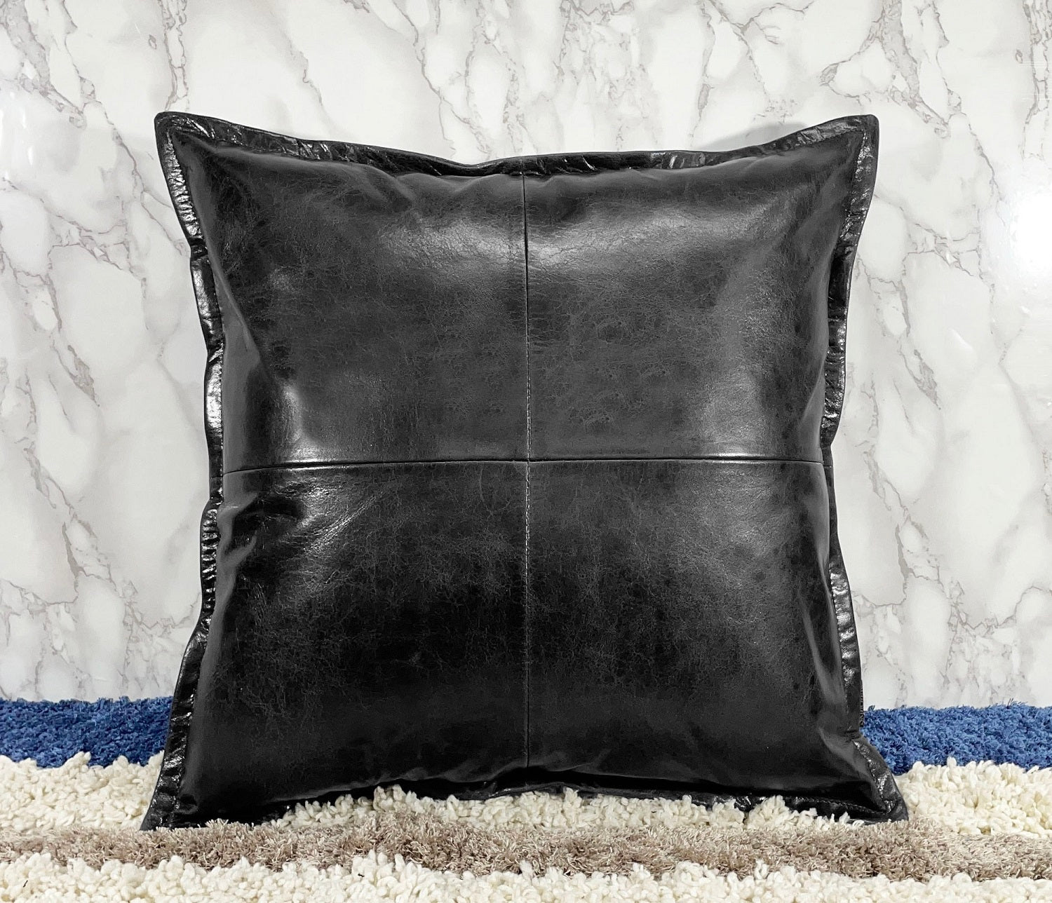 Genuine Leather Square Pillow Cover 09 SkinOutfit