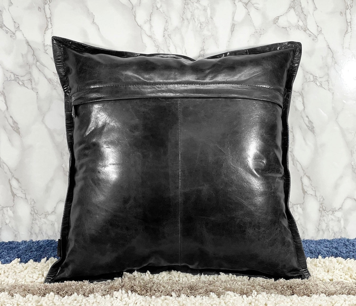 Genuine Leather Square Pillow Cover 09 SkinOutfit