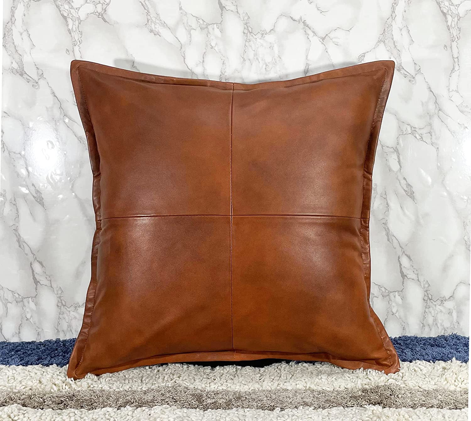 Genuine Leather Square Pillow Cover 19 SkinOutfit