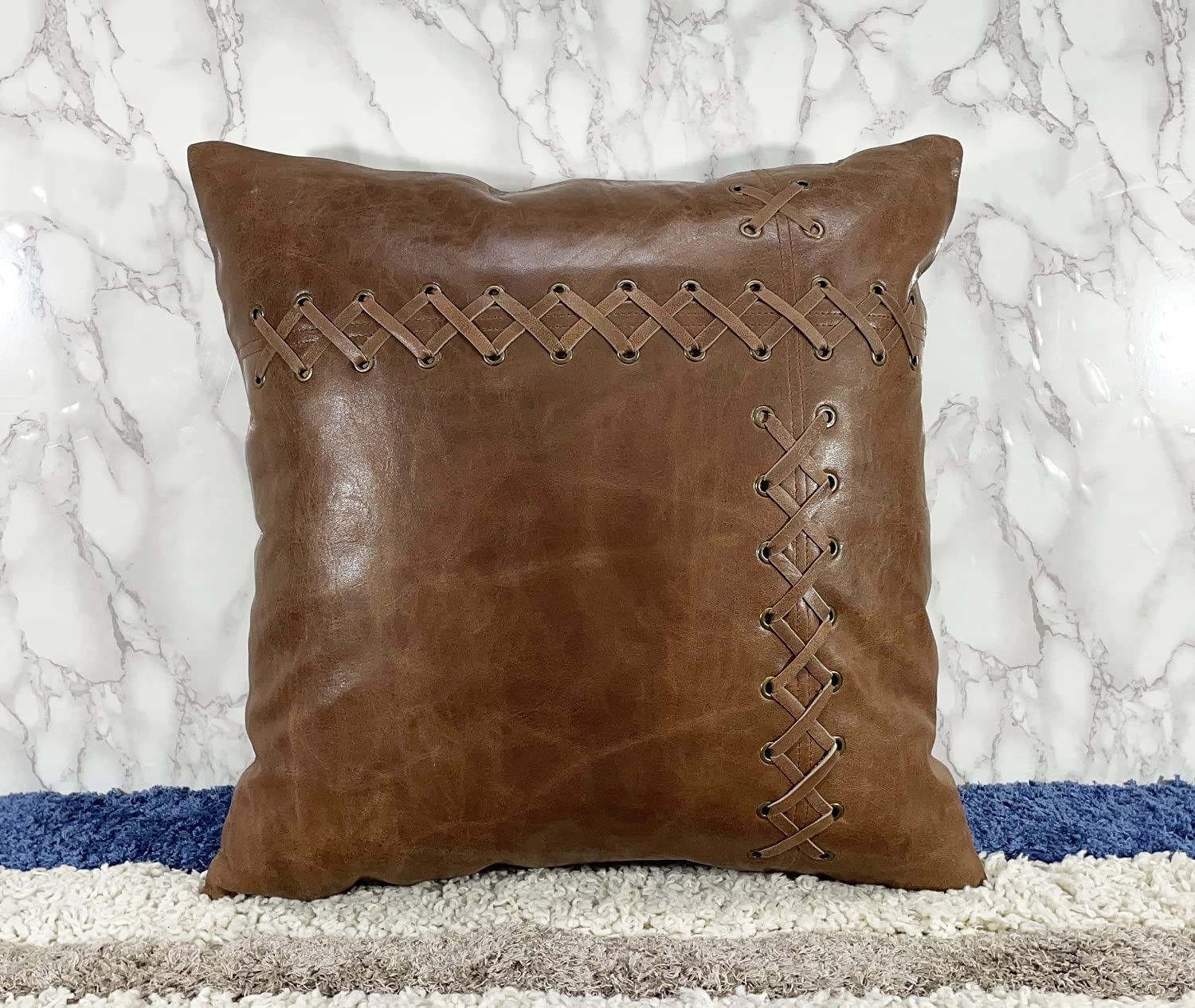 Genuine Leather Square Pillow Cover 33 SkinOutfit