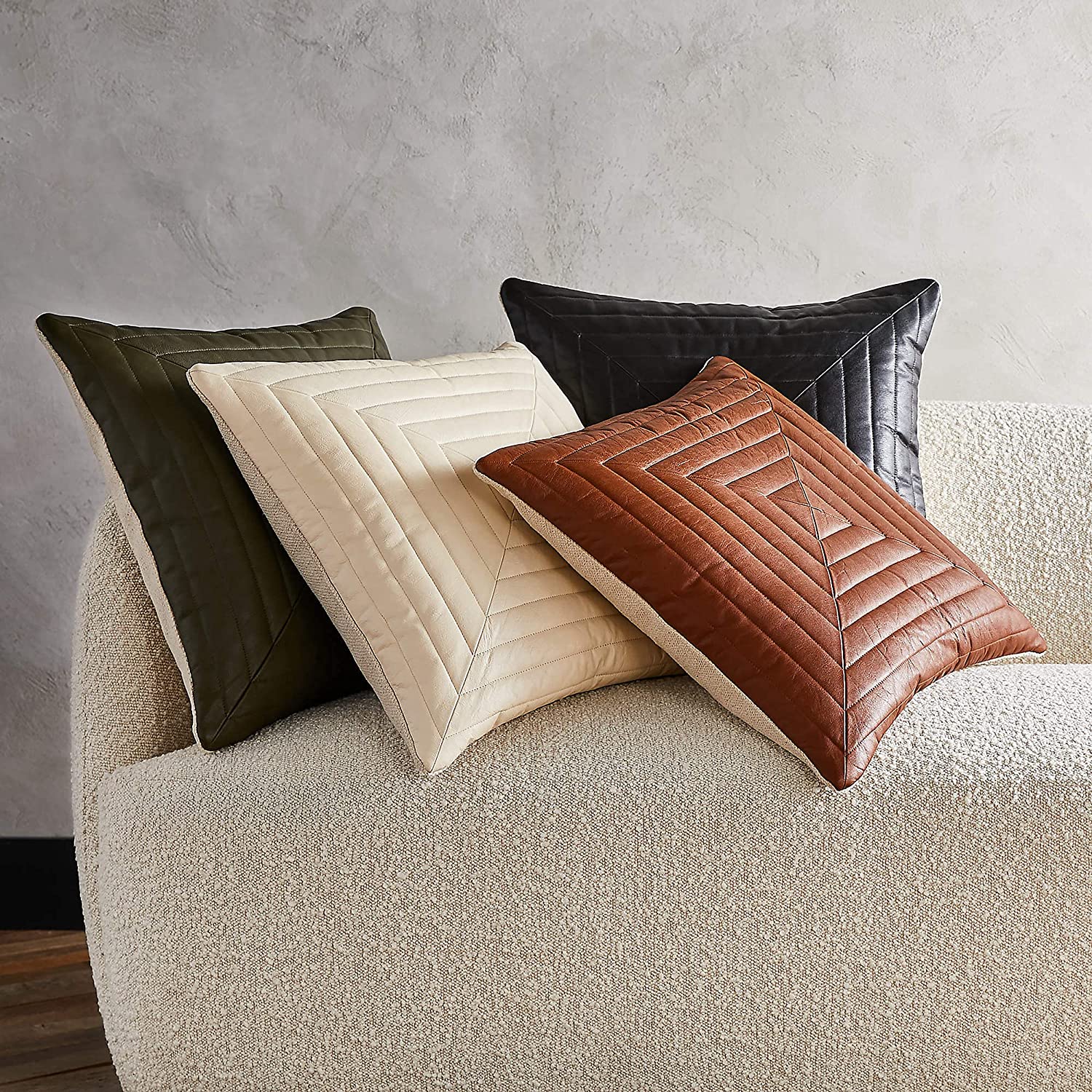Genuine Leather Square Pillow Cover 42 SkinOutfit