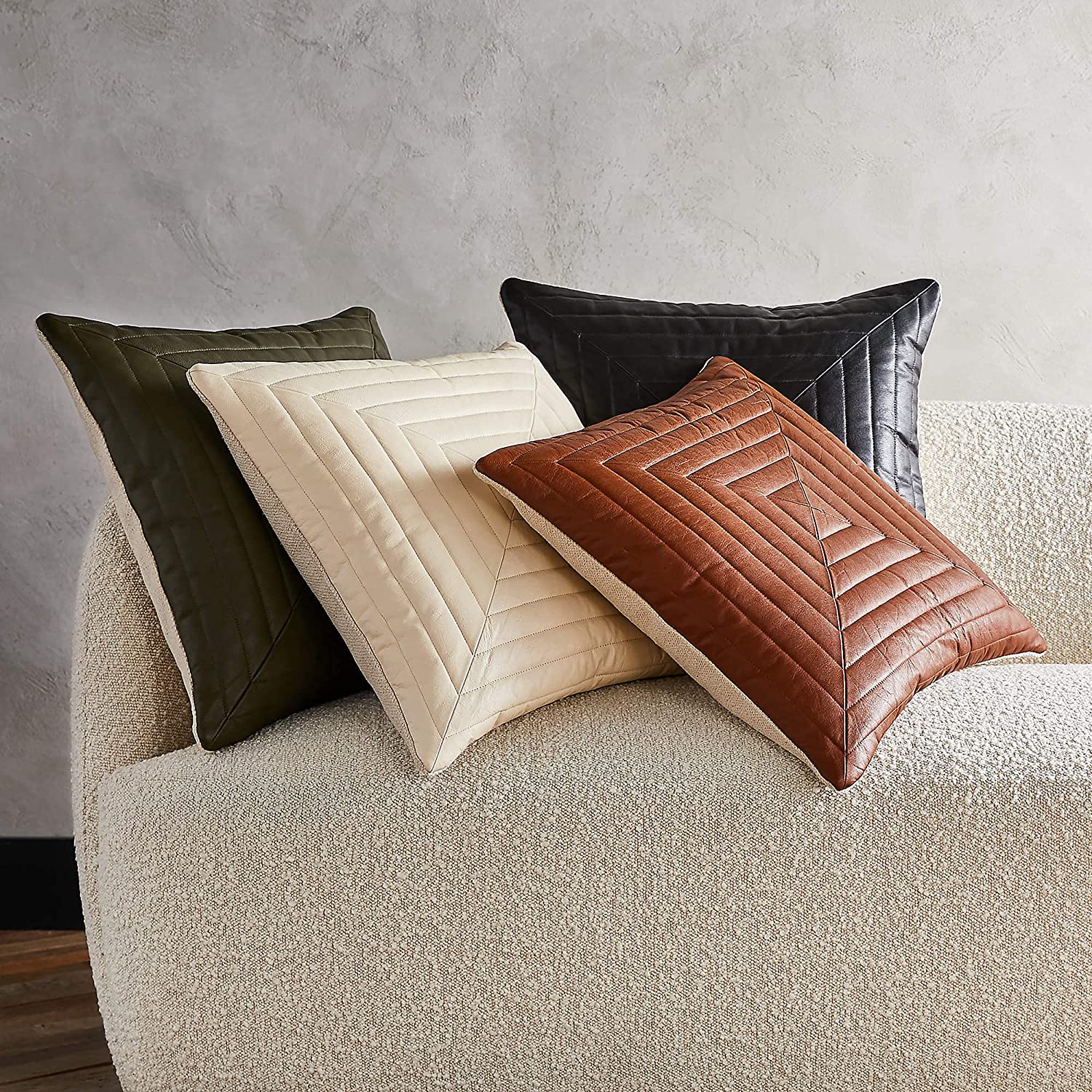 Genuine Leather Square Pillow Cover 44 SkinOutfit