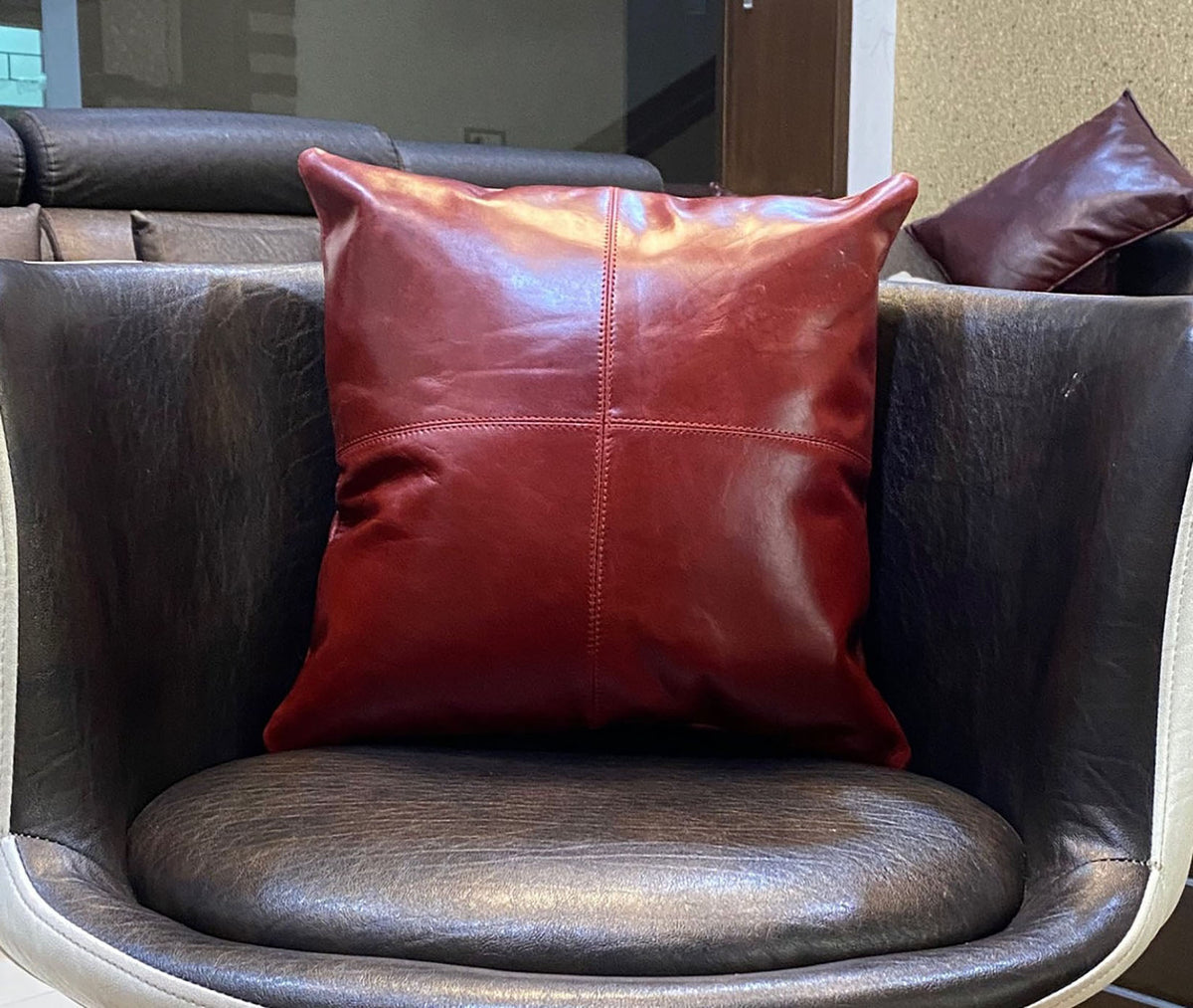 Genuine Leather Square Pillow Cover 52 SkinOutfit