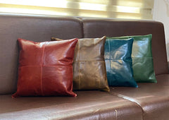 Genuine Leather Square Pillow Cover 52 SkinOutfit