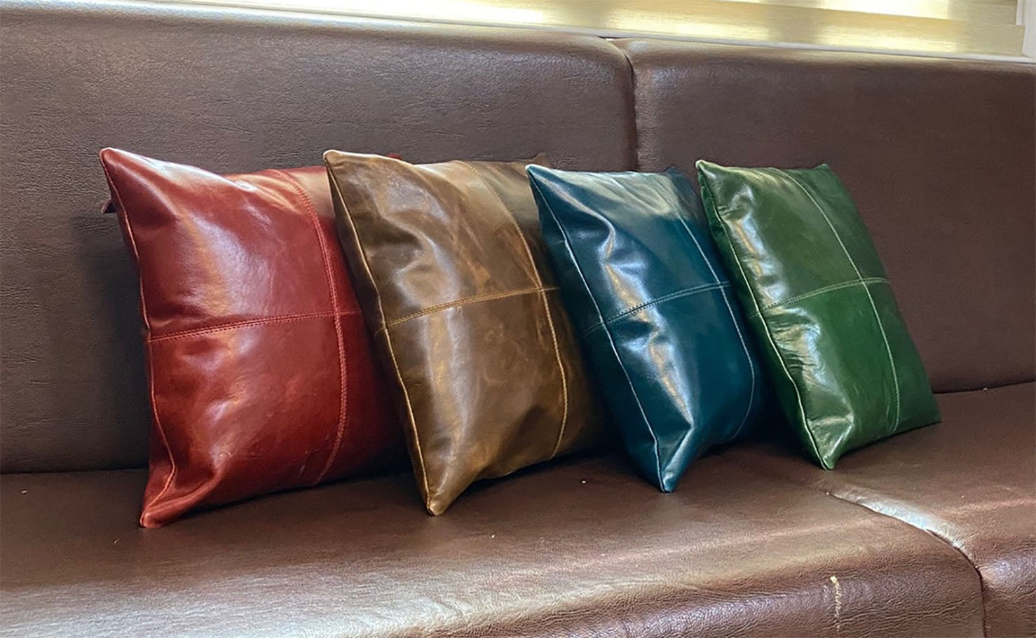 Genuine Leather Square Pillow Cover 52 SkinOutfit