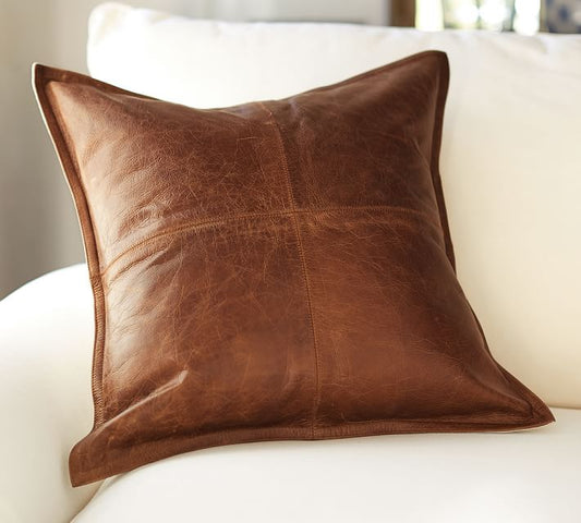 Genuine Leather Square Pillow Cover 53 SkinOutfit