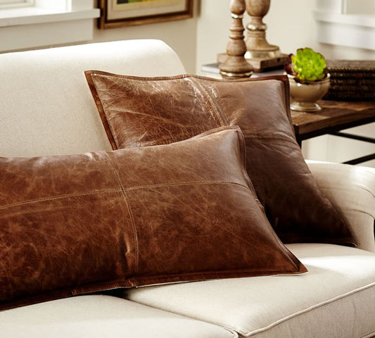 Genuine Leather Square Pillow Cover 53 SkinOutfit