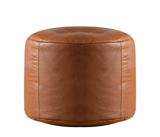 Genuine Cowhide Leather Ottoman Pouf Footrest Tan freeshipping - SkinOutfit