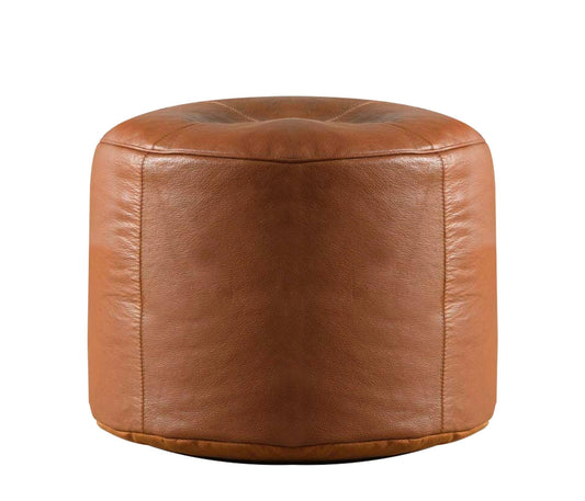 Genuine Cowhide Leather Ottoman Pouf Footrest Tan freeshipping - SkinOutfit
