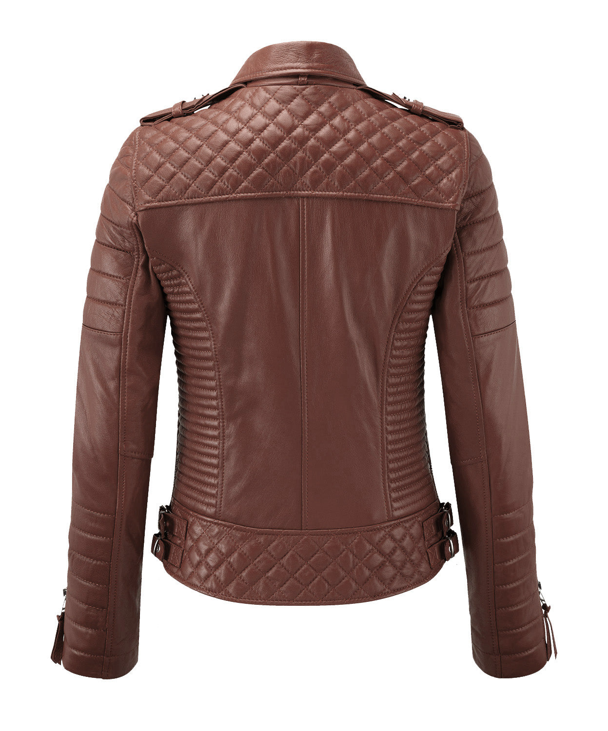 Women Biker Leather Jacket Tan freeshipping - SkinOutfit