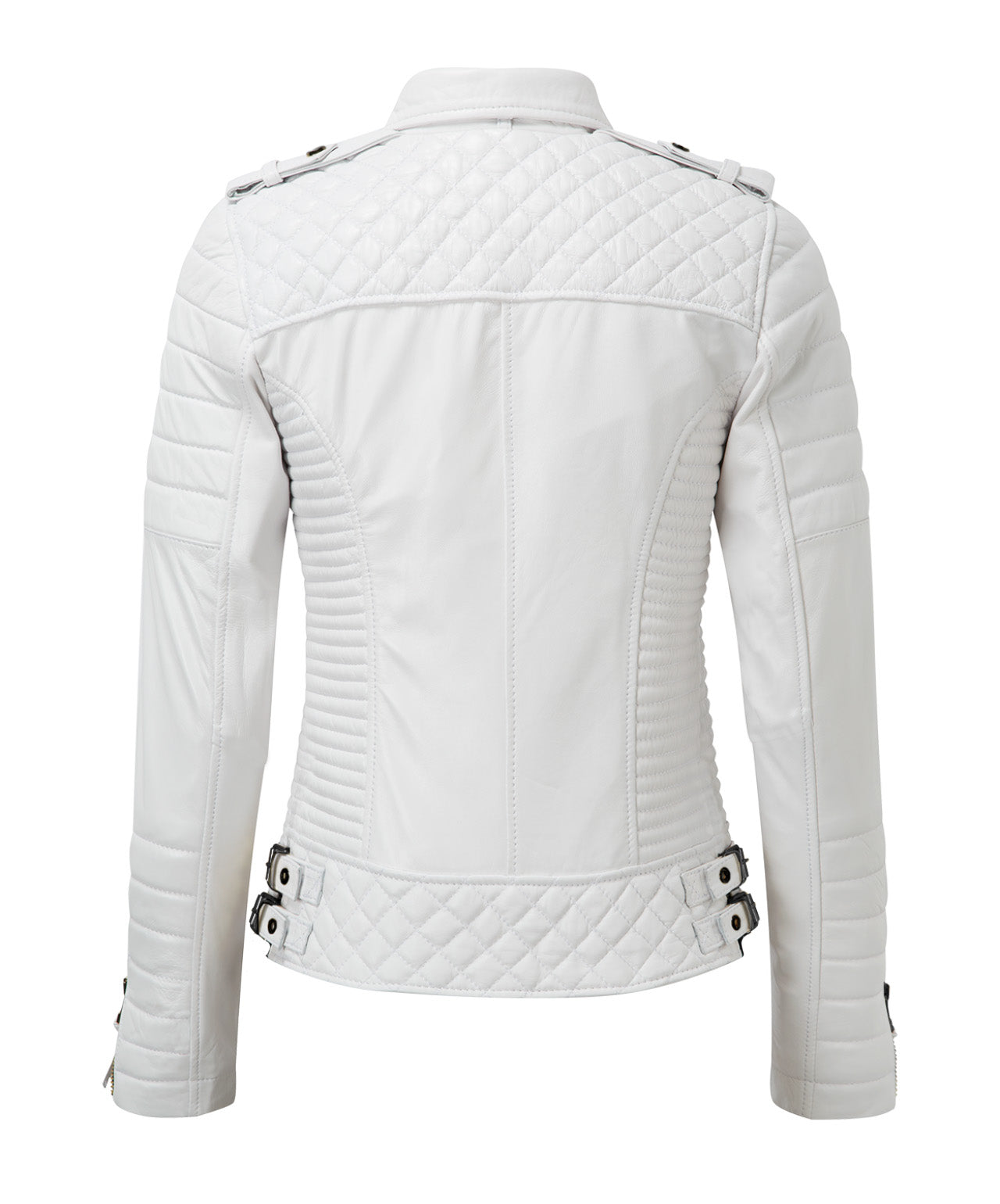 Women Biker Leather Jacket White freeshipping - SkinOutfit
